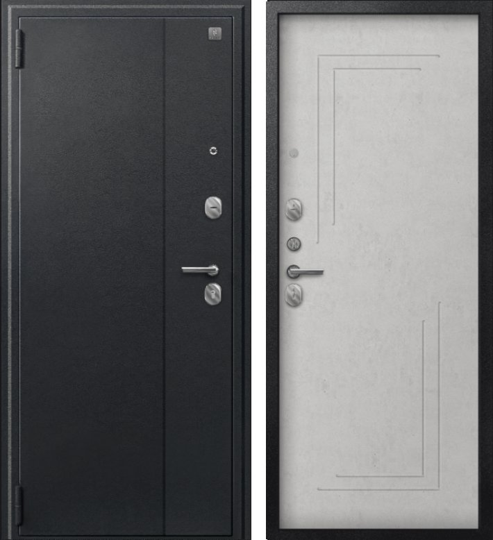 Дверь A-06 черный сатин - бетон светлый DIS007337