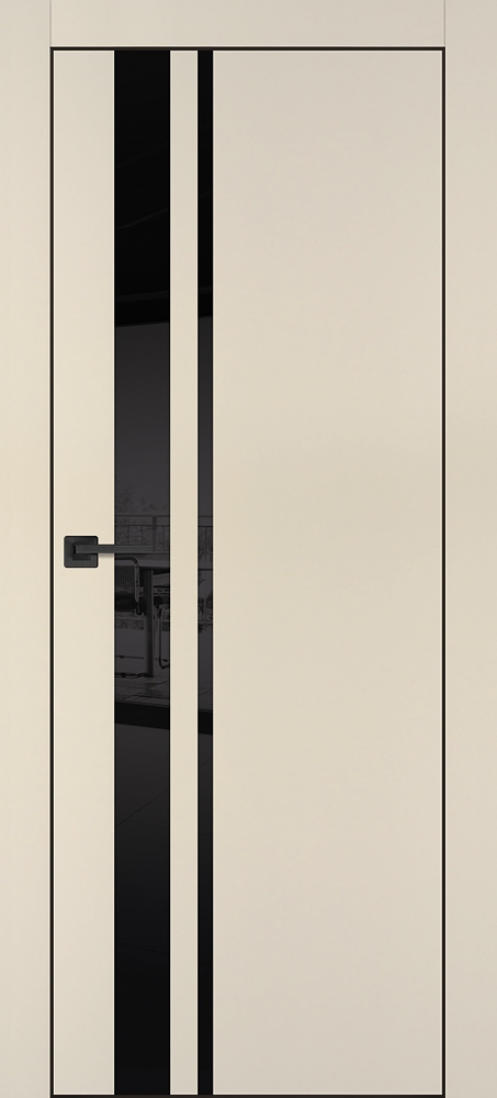 Межкомнатная дверь PX-16 черная кромка с 4-х ст. Бежевый матовый