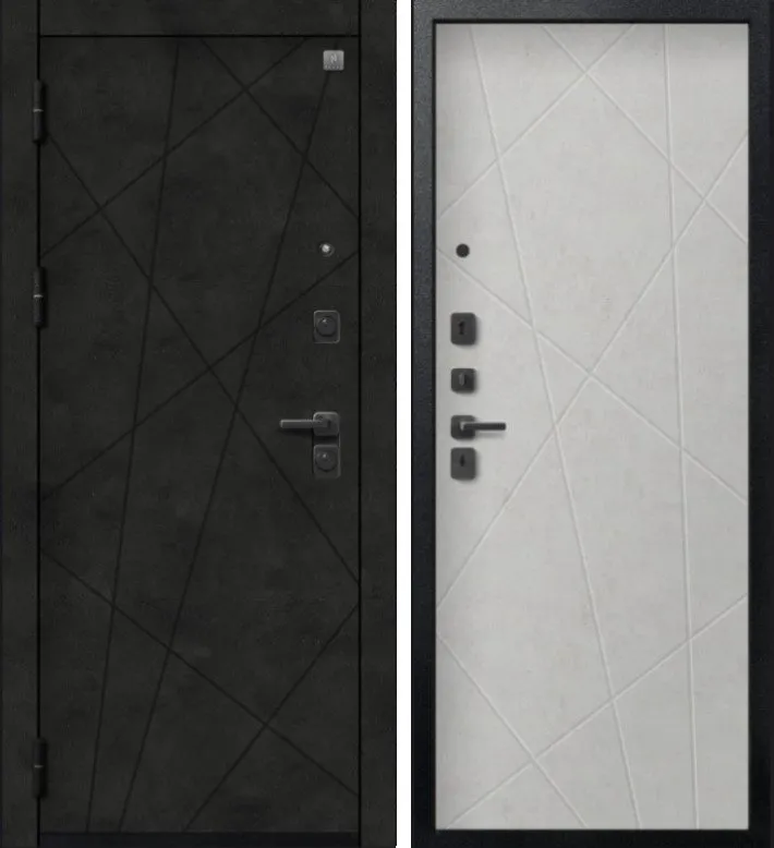 Дверь V-16 Черный муар + Бетон темный - Бетон светлый DIS007354